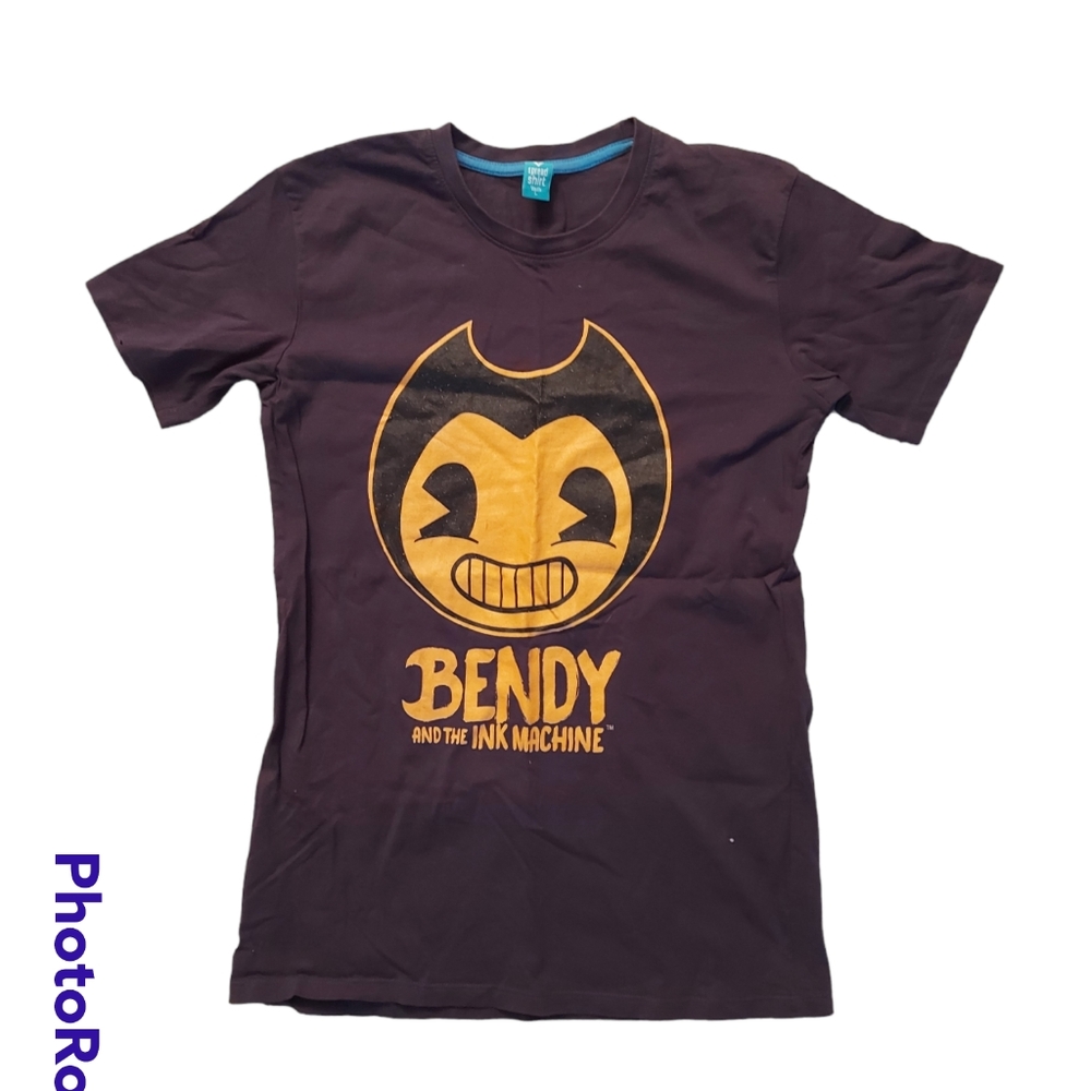 Bendy and the ink machine, unisex youth tshirt, size large, black and yellow